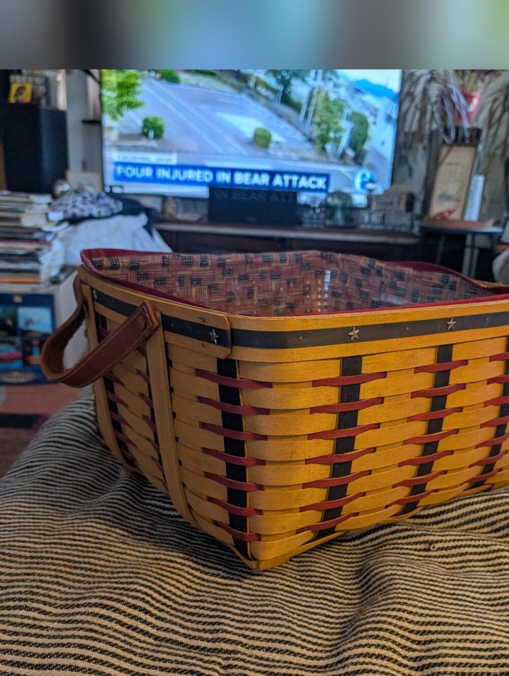 Longaberger Proudly American Small Wash Day Basket Flag Liner Protector RETIRED